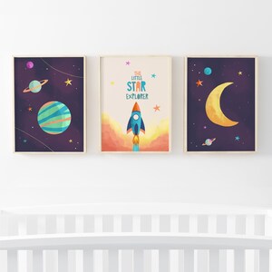 Set of 3 Little Star Explorer - Dark - Printable Art