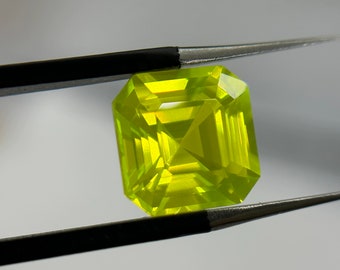 Unique Custom Laser Gemstone High Fluorescent Green 10CT Czochralski LUAG Lutetium Aluminum Garnet Synthetic Crystal Lab of Loose Gem