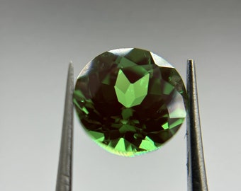 Unique Custom Growth Laser Cr3+YAG Christmas Olive-Green 1.25CT 6mm Loose Gemstone For Pendant Ring Earring Jewelry Making Rare Gift For Her