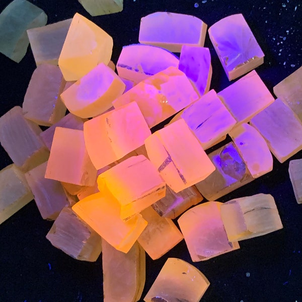 Czochralski - Amber Golden Laser Garnet, Pink and Purple Fluorescent YAG,Garnet Facet Rough Crystal For Cutting Gems, Nd:Ce YAG You Select!