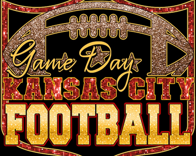 Kansas City Football Game Day Faux Glitter DTF Print Ready to Press Etsy