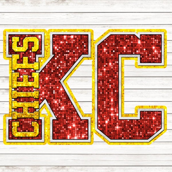 Kansas City Football red gold letters DTF Print Ready to Press