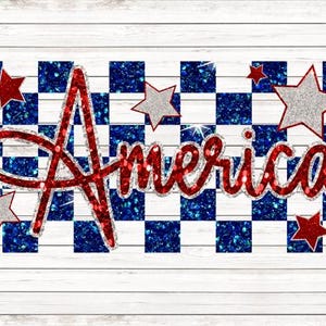 America checkered with stars DTF Print Ready to Press