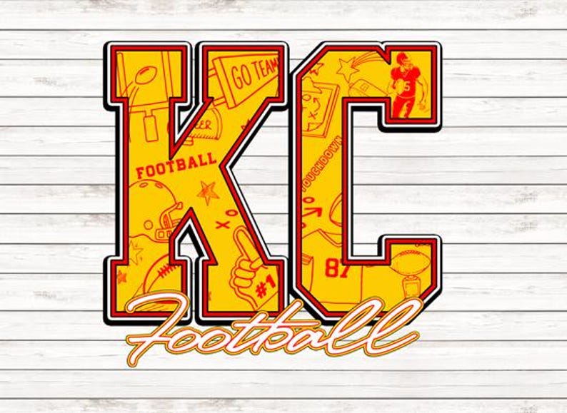 Kc Box Letters Kansas City Football Doodle DTF Print Ready to Press - Etsy