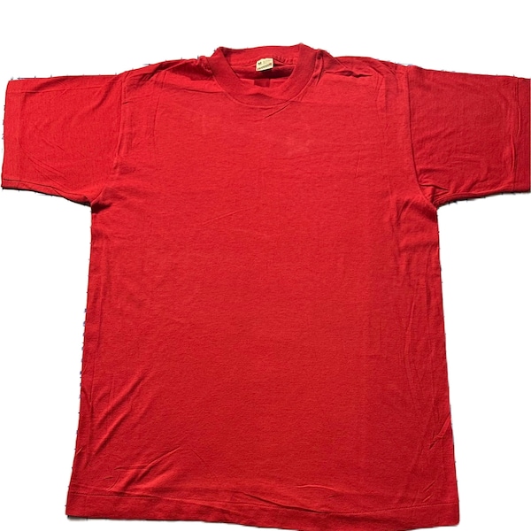 Vintage 1980s Screen Stars Red Crewneck Tee - New - Mens medium Shirt