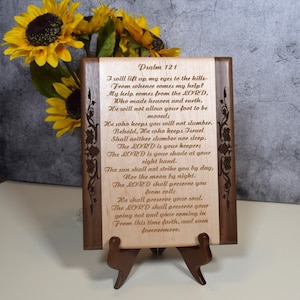 Psalm 121 Engraved on Maple w/Black Walnut trim Wood Plaque