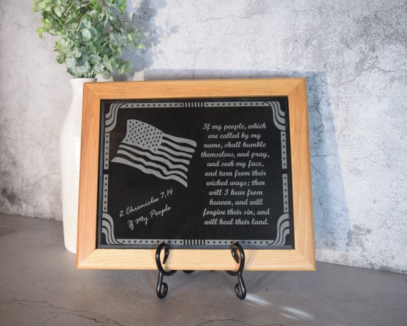 2nd Chronicles 7:14 Laser Engraved on Black Marble