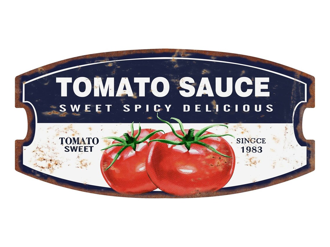 Custom tomato Sauce Diecut Metal Sign Etsy