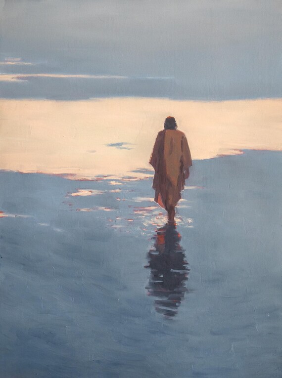 Jesus Walking on Water Art Print: Signed Christian Landscape