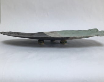 Oblong footed ceramic platter