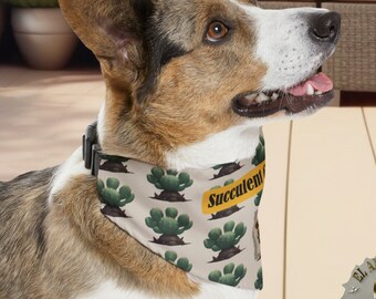 Succulents Guardian Bandana Collar - cactus pet- cactus bandana- furry friend bandana- arid plant vibes- succulents buddy