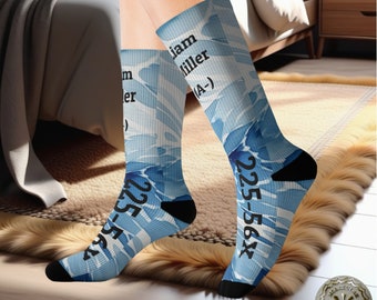 Personalized Safety socks K for emergencies with important information, Alzheimer help, children safety, emergency, blood type, allergies