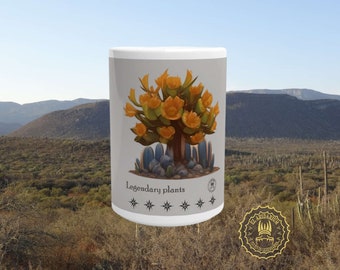 Succulent Serenity: Vibrant Cactus Prints Adorned Mug Arid Plants 3A & logo Cactus Gifts Unique coffee mug succulent mug desertic legendary