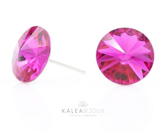 10mm Pink Swarovski Earrings | Round Swarovski Crystal Studs | Minimalist Pink Earrings | Everyday Crystal Earrings | Hypoallergenic Studs