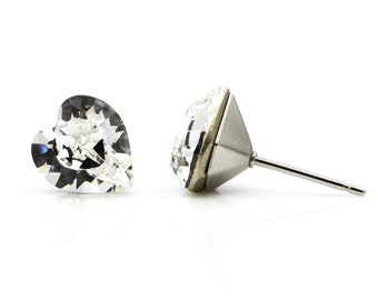 8 mm Swarovski helder hart kristallen oorbellen | Moederdag oorbellen | Sierlijk cadeau voor haar | Leuke kristallen sieraden | Sparkly Moederdag hengsten