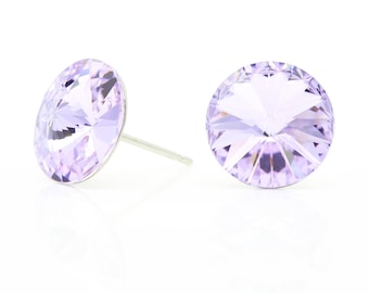 10mm Purple Swarovski Earrings | Round Crystal Earrings | Minimalist Studs | Everyday Purple Studs | Sparkly Studs | Hypoallergenic Earrings