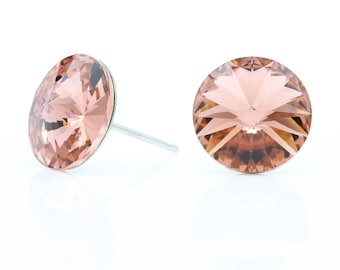 10mm Pink Swarovski Earrings | Round Crystal Earrings | Minimalist Studs | Everyday Crystal Earrings | Sparkly Studs | Hypoallergenic Studs