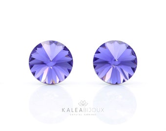 8mm Purple Crystal Studs | Swarovski Crystal Stud Earrings | Sparkly Purple Studs | Dainty Studs | Hypoallergenic Earrings | Everyday Studs