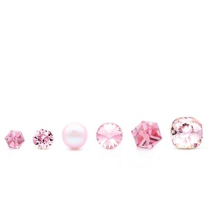 Choose Your Pink Cut! Soft Pink Crystal & Pearl Studs | Swarovski Earrings | Mother&#39;s Day Gift Idea | Dainty Pink Earrings | Hypoallergenic
