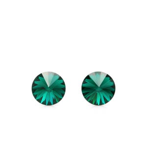 8mm Emerald Crystal Earrings | Green Swarovski Crystal Studs | May Birthstone Earrings | Hypoallergenic Studs | Sparkly Everyday Earrings