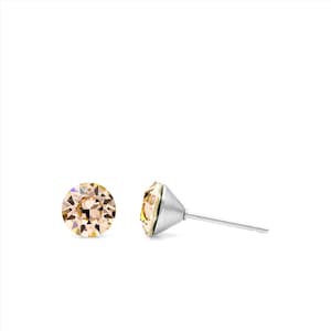 6 mm Champagner Swarovski Ohrstecker | Mini Kristall Ohrringe | Champagner Swarovski Ohrringe | Zierliche Ohrstecker | Hypoallergen Ohrring | Ohrstecker