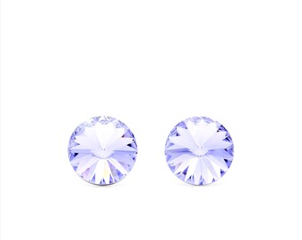 8mm Purple Swarovski Studs | Small Crystal Earrings | Purple Round Studs | Sparkly Earrings | Hypoallergenic Studs | Everyday Crystal Studs