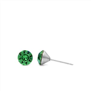 6mm Green Swarovski Earrings | Mini Swarovski Studs | Green Crystal Earrings | Dainty Earrings | Hypoallergenic Studs | Everyday Earrings
