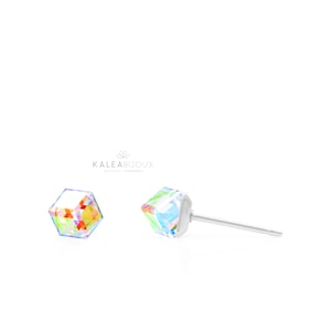 4mm Iridescent Earrings | Mini Crystal Earrings | Hypoallergenic Studs | Cubic Studs | Swarovski Studs | Tiny Stud Earrings | Dainty Studs
