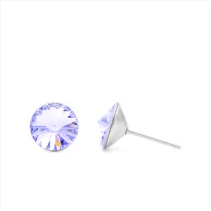 8mm Purple Swarovski Studs | Small Crystal Earrings | Purple Round Studs | Sparkly Earrings | Hypoallergenic Studs | Everyday Crystal Studs