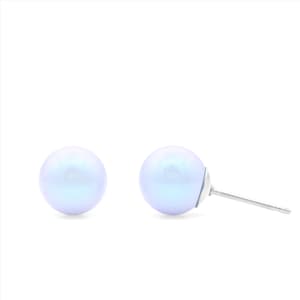 Iridescent Swarovski Pearl Studs | 8mm Pearl Earrings | Dainty Blue Studs | Minimalist Earrings | Hypoallergenic Earrings | Everyday Studs