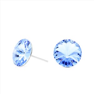 10mm Blue Swarovski Earrings | Round Crystal Earrings | Minimalist Studs | Everyday Blue Studs | Sparkly Studs | Hypoallergenic Earrings