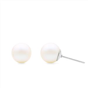 Iridescent White Swarovski Pearl Studs, Genuine 8mm Pearlescent Swarovski Pearls, Iridescent Earrings for Her, Hypoallergenic Jewelry