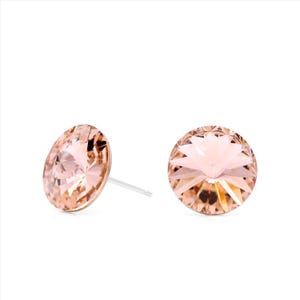 Pendientes de cristal Swarovski rosa vintage de 10 mm / Pendientes de cristal rosa brillante / Lindos regalos para el Día de la Madre / Joyas para el Día de la Madre