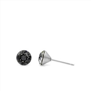 6mm Black Swarovski Stud Earrings for Women, Dainty Black Crystal Earrings, Small Round Hypoallergenic Studs, Gothic Minimalist Jewelry