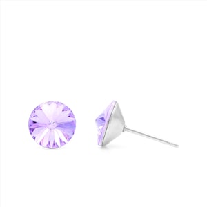 8mm Purple Swarovski Studs | Violet Crystal Earrings | Dainty Earring Studs | Round Crystal Studs | Hypoallergenic Earrings | Everyday Studs