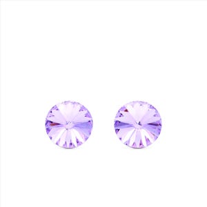 8mm Purple Swarovski Studs | Violet Crystal Earrings | Dainty Earring Studs | Round Crystal Studs | Hypoallergenic Earrings | Everyday Studs
