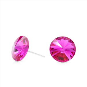 10mm Pink Swarovski Earrings | Round Swarovski Crystal Studs | Minimalist Pink Earrings | Everyday Crystal Earrings | Hypoallergenic Studs