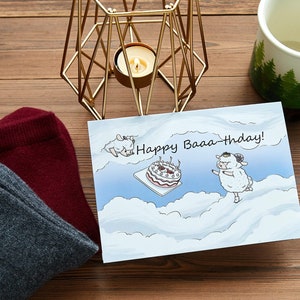 Tarjeta de cumpleaños de cordero / ¡Feliz cumpleaños! / Interior en blanco / Tarjetas de felicitación para amigos, compañeros de trabajo y familiares / Cartulina A7 de 5 x 7