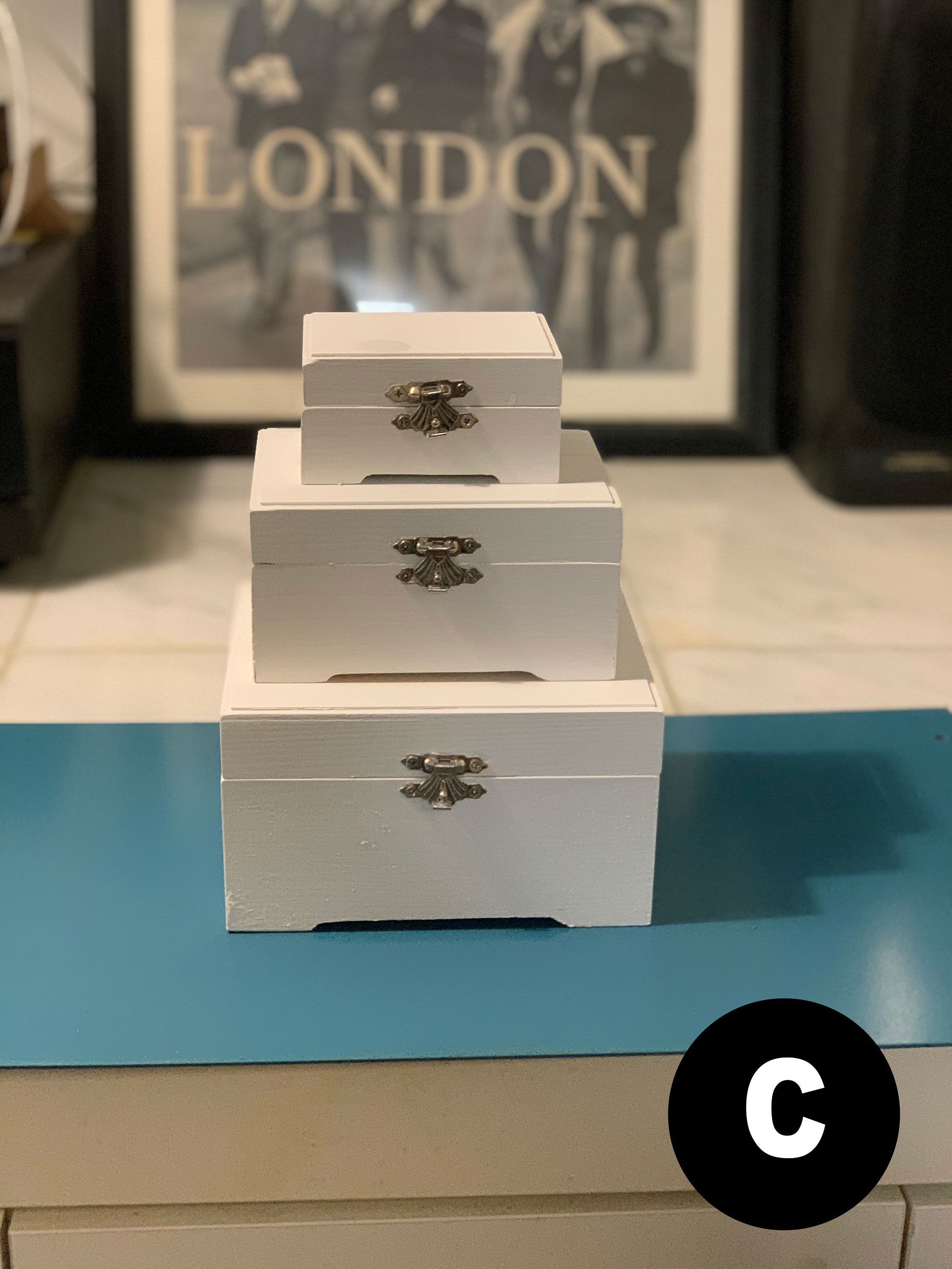 Set of 3 Nestable Wooden Boxes Etsy