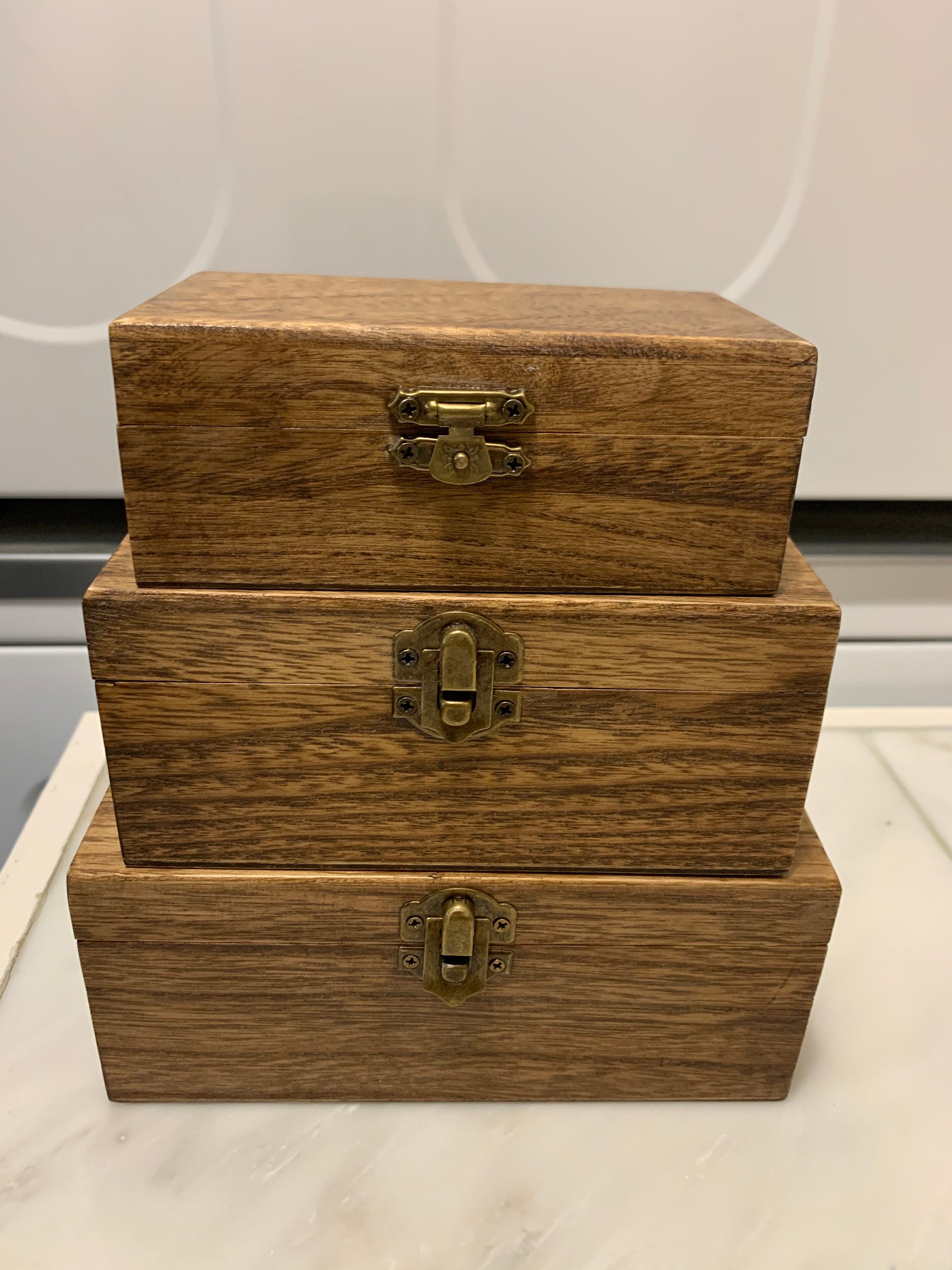 Set of 3 Nestable Wooden Boxes Etsy