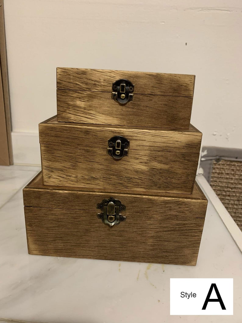 Set of 3 Nestable Wooden Boxes Etsy