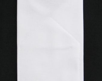 White Flat Top Cotton Custom Pocket Square--Just slips in Pocket
