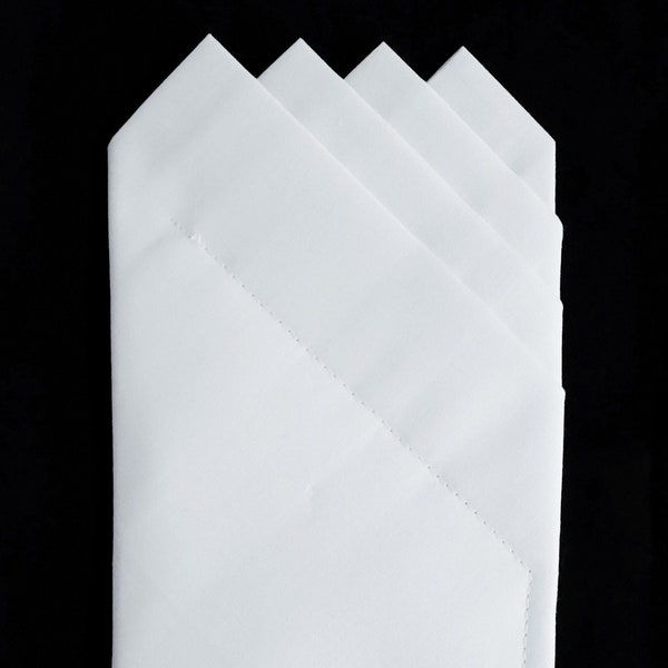 POCKET SQUARE - White 4 point- Custom folded & Sewn - Just Slip In Suit Pocket