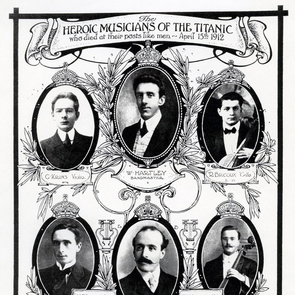 1912 Titanic Print | The Heroic Musicians of the Titanic | Digital Download