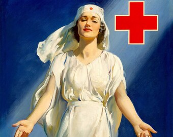 1940er Jahre WWII Rotes Kreuz Poster | Kreuz Krankenschwester | Künstler signiert Haddon Sundblom | Digitaler Download