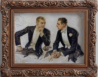 1911 Print | Two Gentlemen in Formal Evening Attire | Digital Download