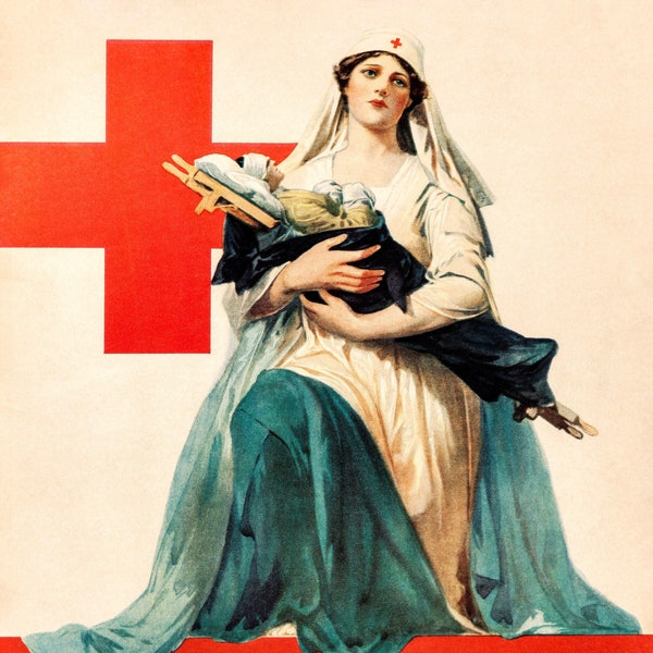 1918 WWI Red Cross Poster | The Greatest Mother in the World | Artist Signed Alonzo Earl Foringer | Digital Download