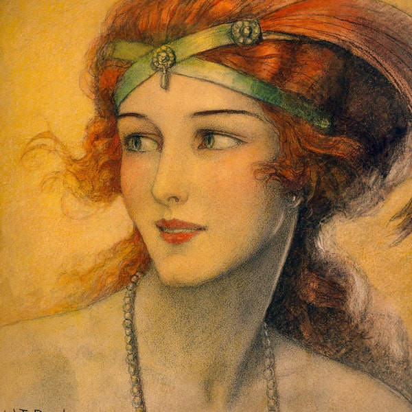 1923 Impression | glamour en rouge | Artiste signé W. T. Benda | Téléchargement numérique