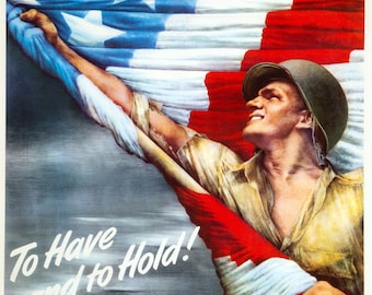 1944 WK II propagandistisches Plakat | Zum Haben und Festhalten! | Künstler signiert Vic Guinnell | Digitaler Download