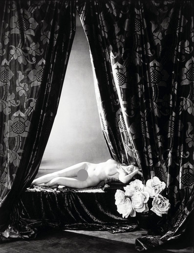 1930s Nude Woman Photograph Beautiful Woman Reclining On A Dais 